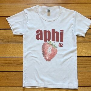 Los Angeles Apparel White Tee with Red Strawberry Print